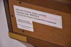 Campaign style 3 drawer writing table with trestle base; 68-6716