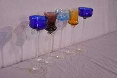 5 tall long stem decorative glasses; 1152-089