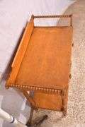 Early two-tier single drawer washstand with backsplash; 3072-014
