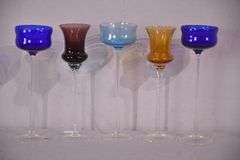 5 tall long stem decorative glasses; 1152-089