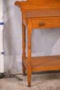 Early two-tier single drawer washstand with backsplash; 3072-014