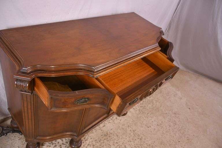 Carved walnut server with 3 drawers and 2 doors; 74-12809C