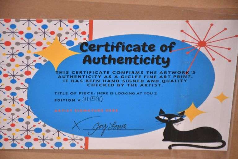 Signed limited edition framed print "Here's Looking At You 2" by Ivy Lowe; 975-1782