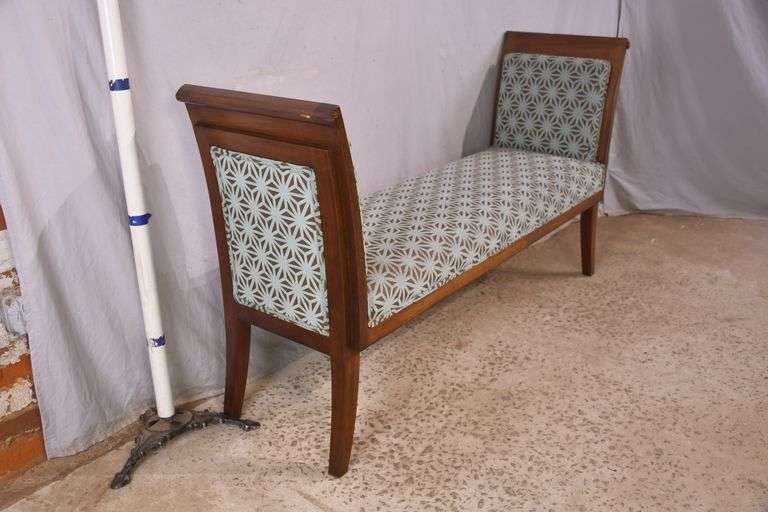 Long bench with upholstered seat and sides; 74-12767