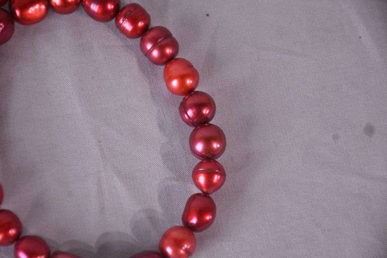 3 Honora red cultured pearl bracelets; 13227-021