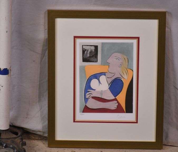 Limited edition framed giclee print "Woman in a Yellow Chair" by Pablo Picasso; 975-1776