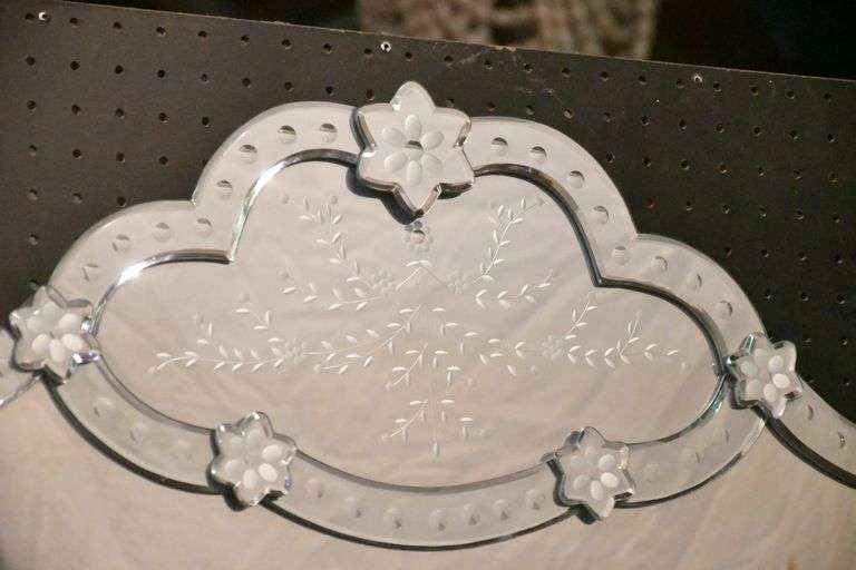 Venetian mirror with etched mirror surround; 68-6949