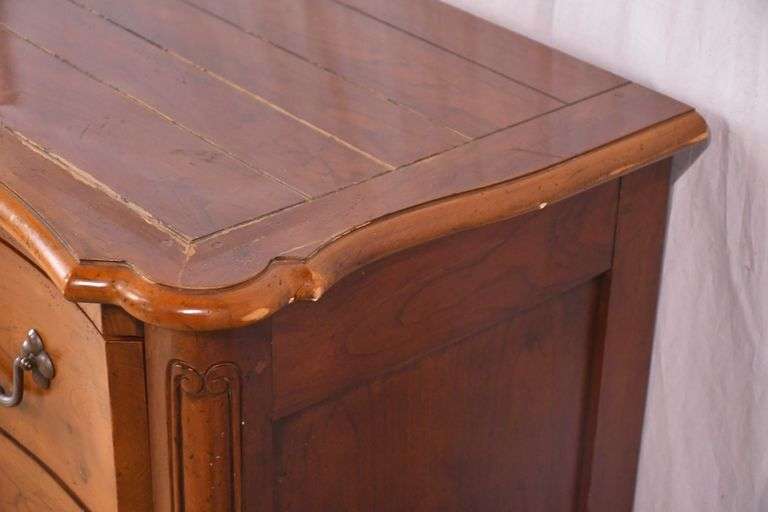 Baker carved cherry French style 2-over-3 drawer chest; 74-12759