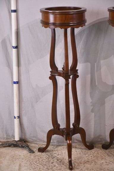 Pair of tall mahogany plant stands; 68-6923