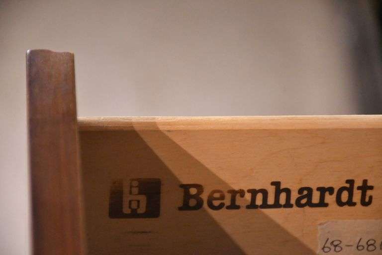 Bernhardt oak campaign style 5 drawer chest; 68-6816A