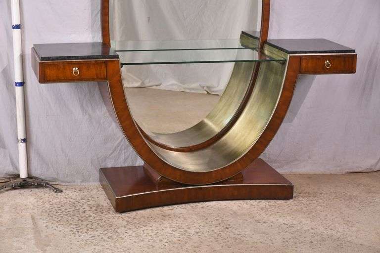 Bogart mahogany vanity with oval beveled mirror; 68-6946