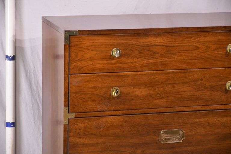 Bernhardt oak campaign style 5 drawer chest; 68-6816A