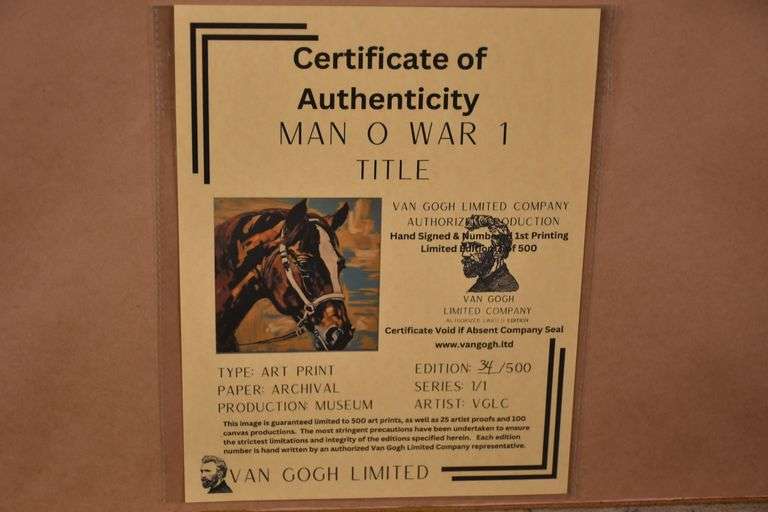 Limited edition framed print "Man of War 1" by Van Gogh Limited Co.; 975-1800
