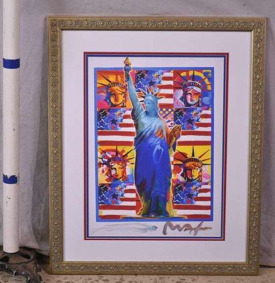 Framed print "God Bless America" by Peter Max; 975-1785