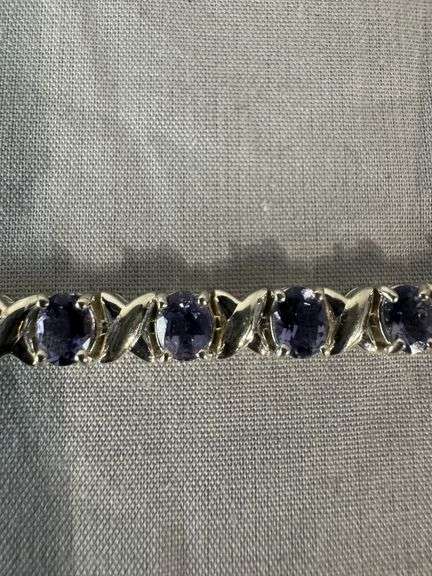 Sterling silver tanzanite bracelet; 155-1085