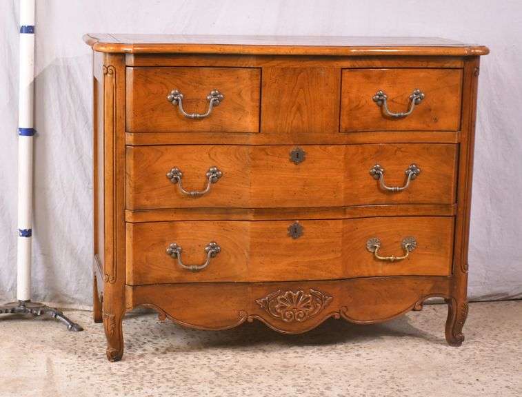 Baker carved cherry French style 2-over-3 drawer chest; 74-12759