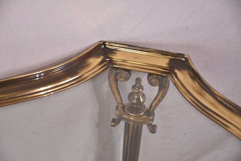 Large gold metal coffee table with glass top; 68-6890