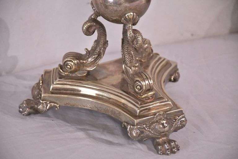 Pair of Mappin Brothers large ornate silverplate candelabras; 971-283