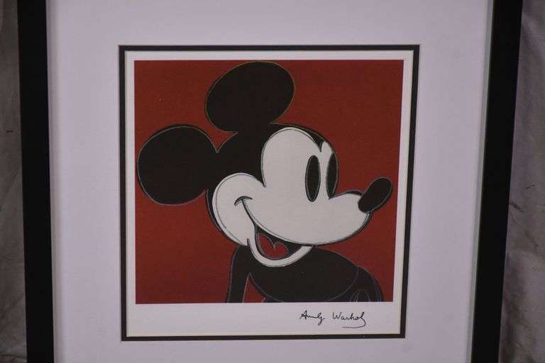 Framed print "Mickey Mouse on Red" by Andy Warhol; 975-1803