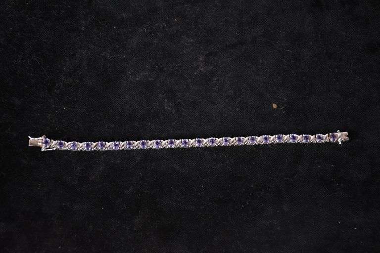 Sterling silver tanzanite bracelet; 155-1085