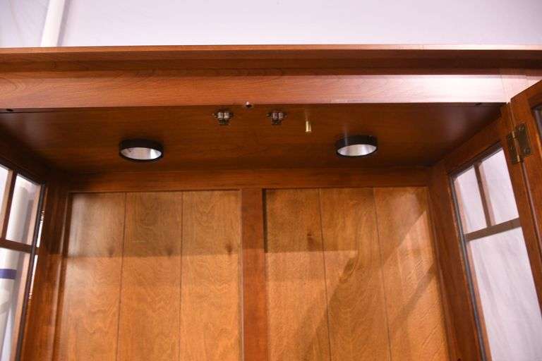 Ethan Allen cherry Arts & Crafts style 2 door display cabinet; 68-6862