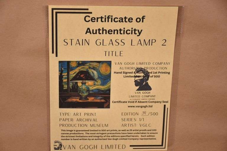 Limited edition framed print "Stain Glass Lamp 2" by Van Gogh Limited Co.; 975-1767