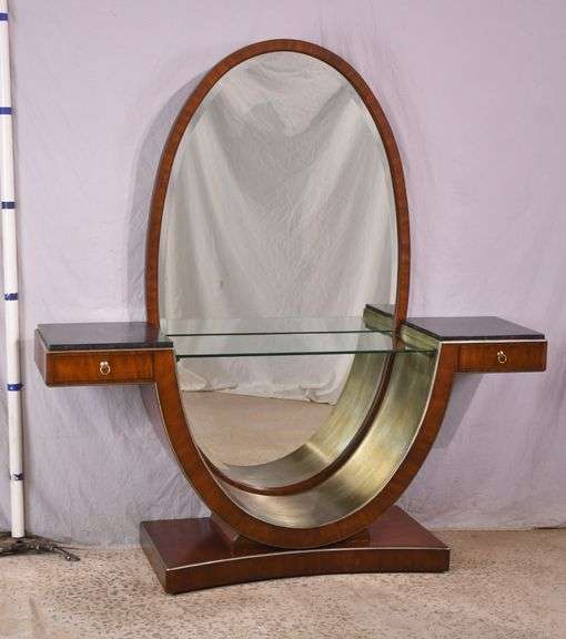 Bogart mahogany vanity with oval beveled mirror; 68-6946