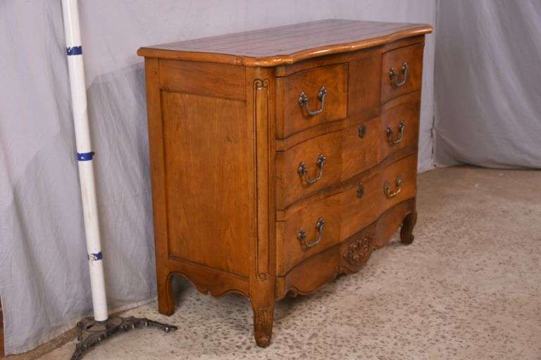 Baker carved cherry French style 2-over-3 drawer chest; 74-12759