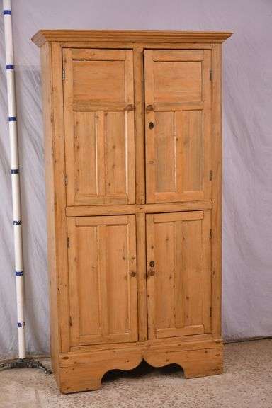 Early pine 4 door cupboard; 74-12772