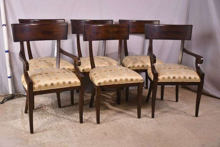Set of 6 Milling Road by Baker distressed dining chairs; 68-6879