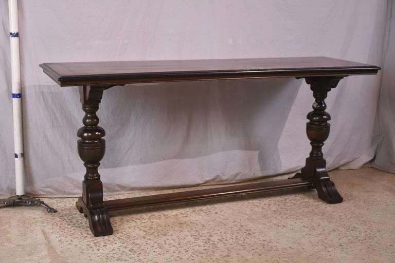 Thompson Mfg. Co. trestle base library/console table; 68-6905