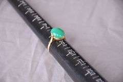 14k gold solitaire chrysoprase cocktail ring; 13227-015
