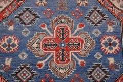 3.8'x3.11' hand knotted Persian Kazak rug with blue field; 40-135714