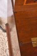 Early inlaid mahogany step-back secretary with flip-over writing board; 68-6992