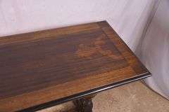 Thompson Mfg. Co. trestle base library/console table; 68-6905
