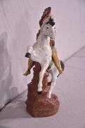 Ceramic Native American on horse statue; 17216-151