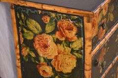 Decorated bamboo 4 drawer chest; 74-12796