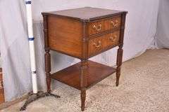 Ethan Allen mahogany two-tier 2 drawer side table; 74-12761