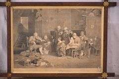 Framed vintage engraving "The Blind Fiddler" by David Wilkie; 336-4476
