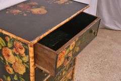 Decorated bamboo 4 drawer chest; 74-12796