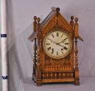 Winterhalder & Hofmeier Victorian era clock with carved oak case; 1086-017