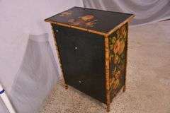 Decorated bamboo 4 drawer chest; 74-12796