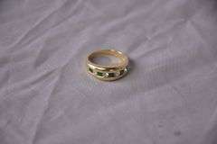 14kt gold ring with channel set emeralds and diamonds; 13227-003