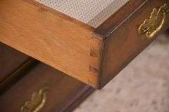 Inlaid burl walnut 2 part double bonnet top slant-front secretary; 68-6853