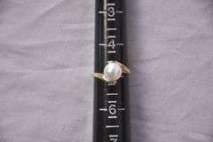 14kt gold solitaire pearl ring; 13227-017