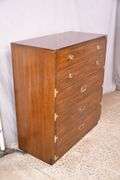 Bernhardt oak campaign style 5 drawer chest; 68-6816A