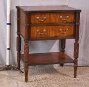 Ethan Allen mahogany two-tier 2 drawer side table; 74-12761