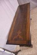 Thompson Mfg. Co. trestle base library/console table; 68-6905