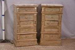 Pair of distressed silver stands with marble tops; 74-12765