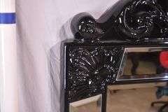 Large beveled mirror with black composite frame and beveled mirror trim; 1044-128